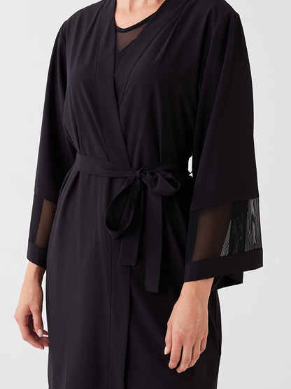 Shawl Collar Plain Satin Women's Dressing Gown