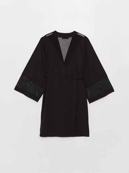 Shawl Collar Plain Satin Women's Dressing Gown