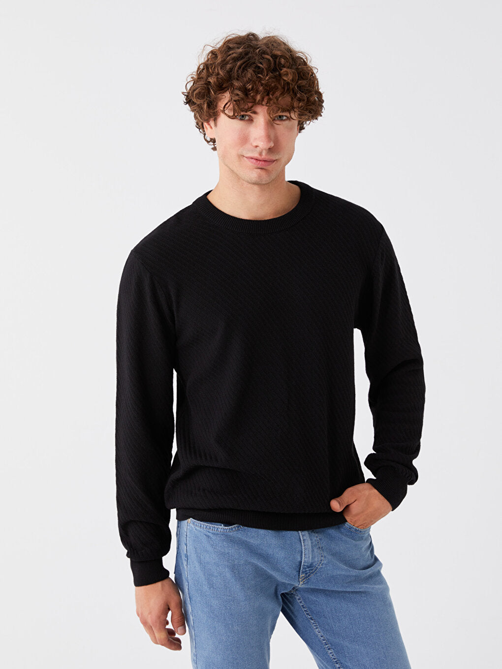 Crew Neck Long Sleeve Men's Knitwear Sweater