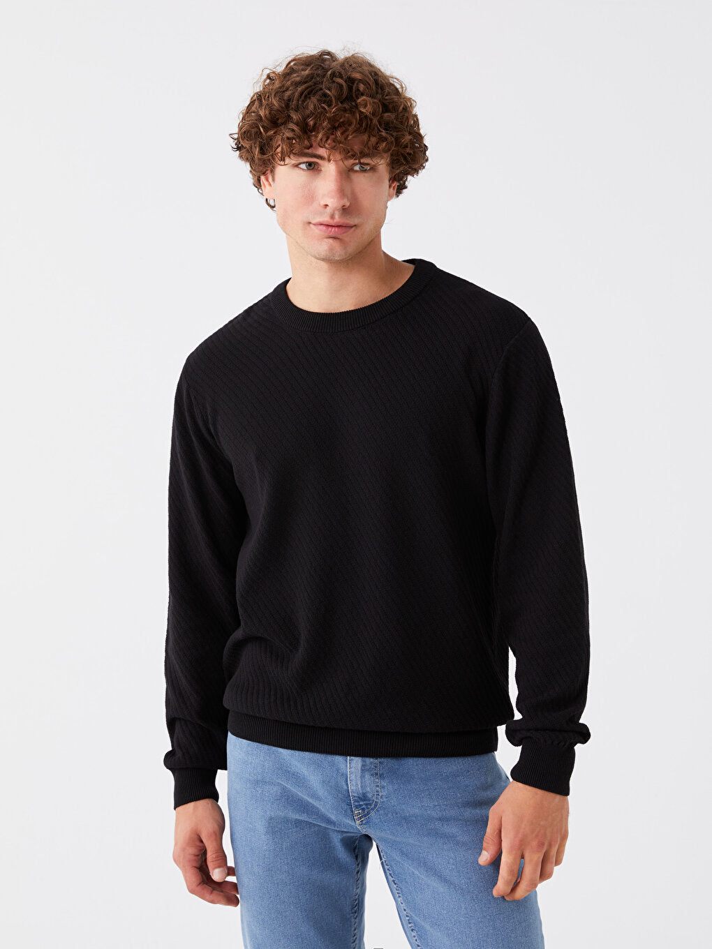 Crew Neck Long Sleeve Men's Knitwear Sweater