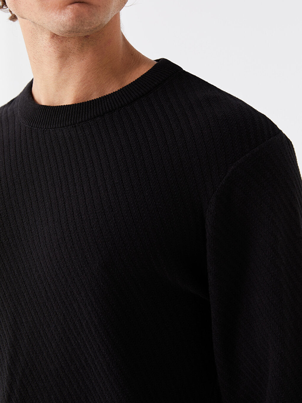 Crew Neck Long Sleeve Men's Knitwear Sweater