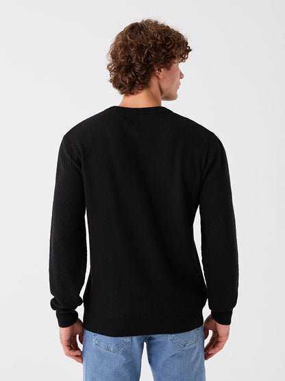 Crew Neck Long Sleeve Men's Knitwear Sweater