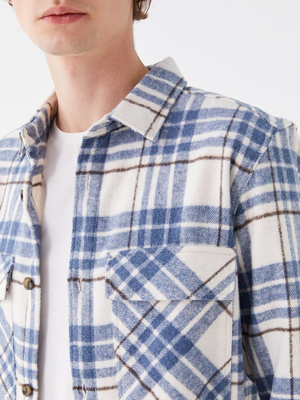 Regular Fit Long Sleeve Plaid Men's Shirt Jacket