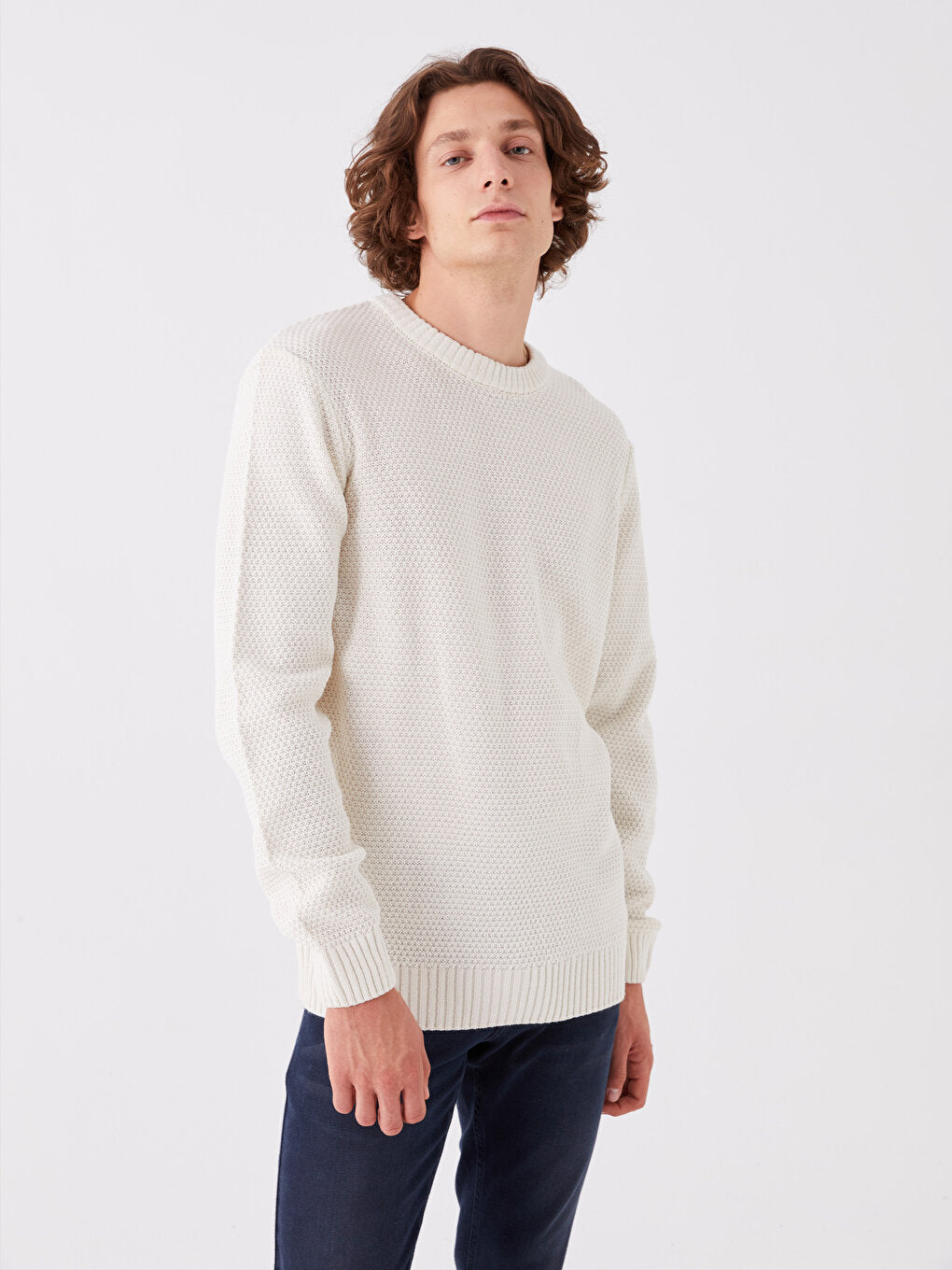 Crew Neck Long Sleeve Men's Knitwear Sweater