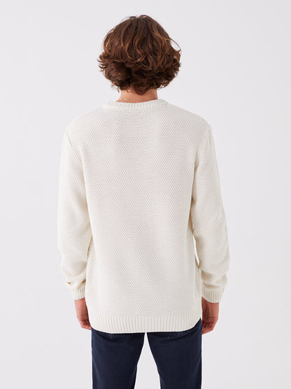 Crew Neck Long Sleeve Men's Knitwear Sweater