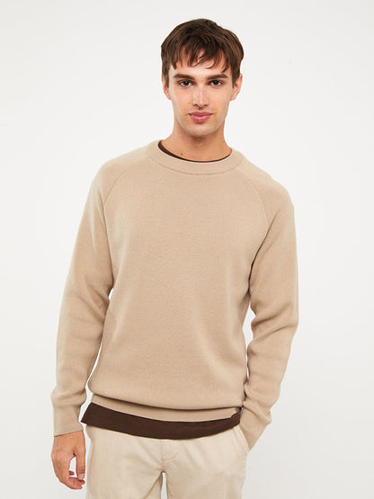 Crew Neck Long Sleeve Men's Knitwear Sweater