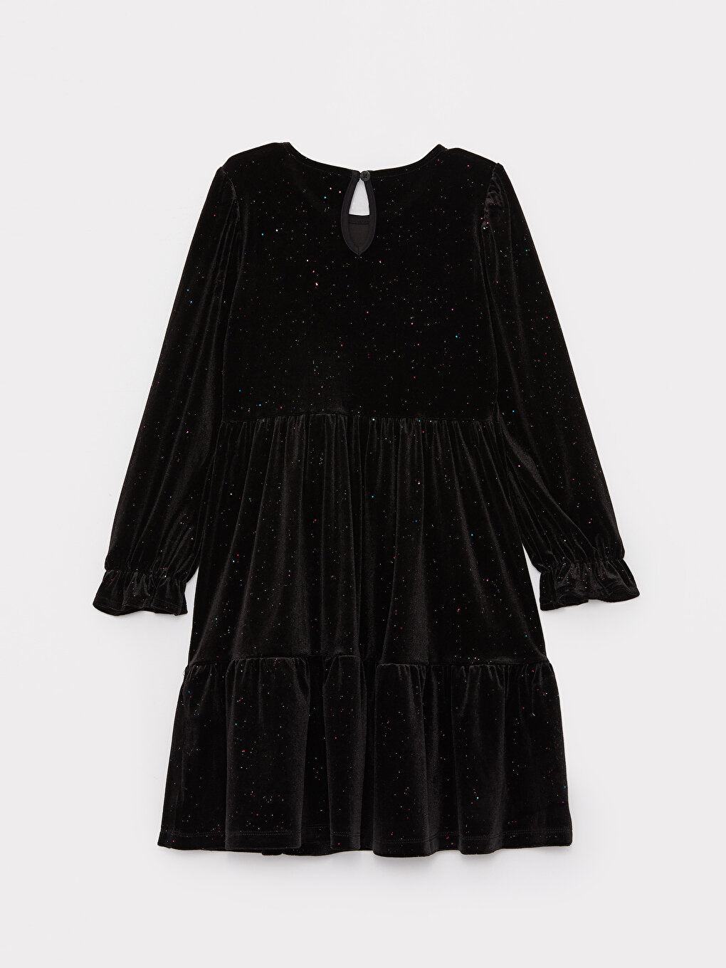 Crew Neck Long Sleeve Velvet Girl's Dress