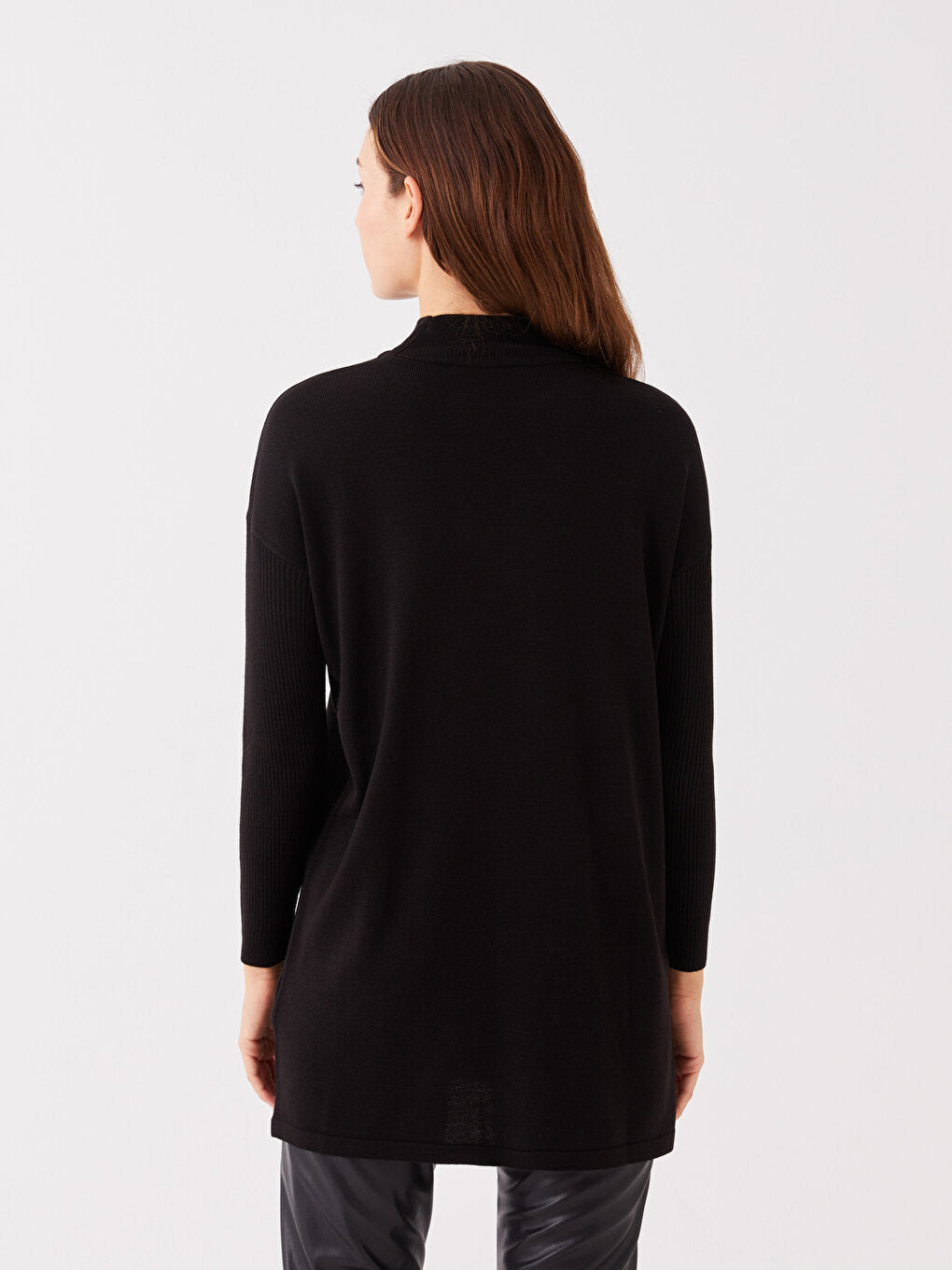 Half Turtleneck Plain Long Sleeve Oversize Women's Knitwear Tunic