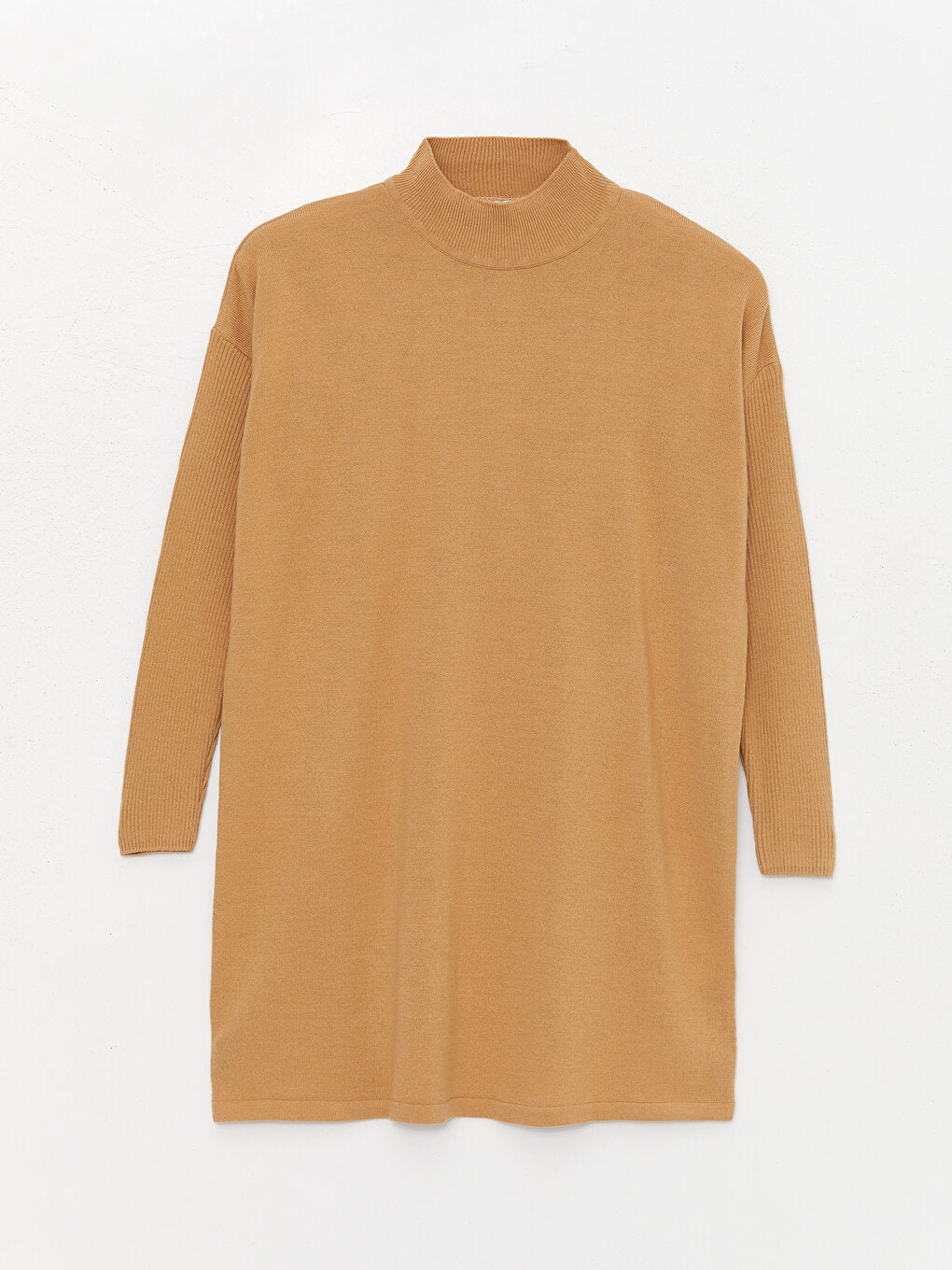 Half Turtleneck Plain Long Sleeve Oversize Women's Knitwear Tunic