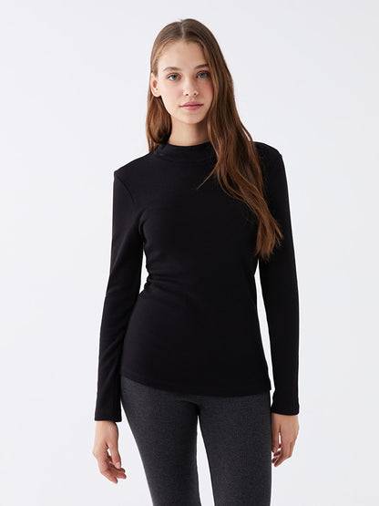 Crew Neck Plain Long Sleeve Women's Thermal Underwear