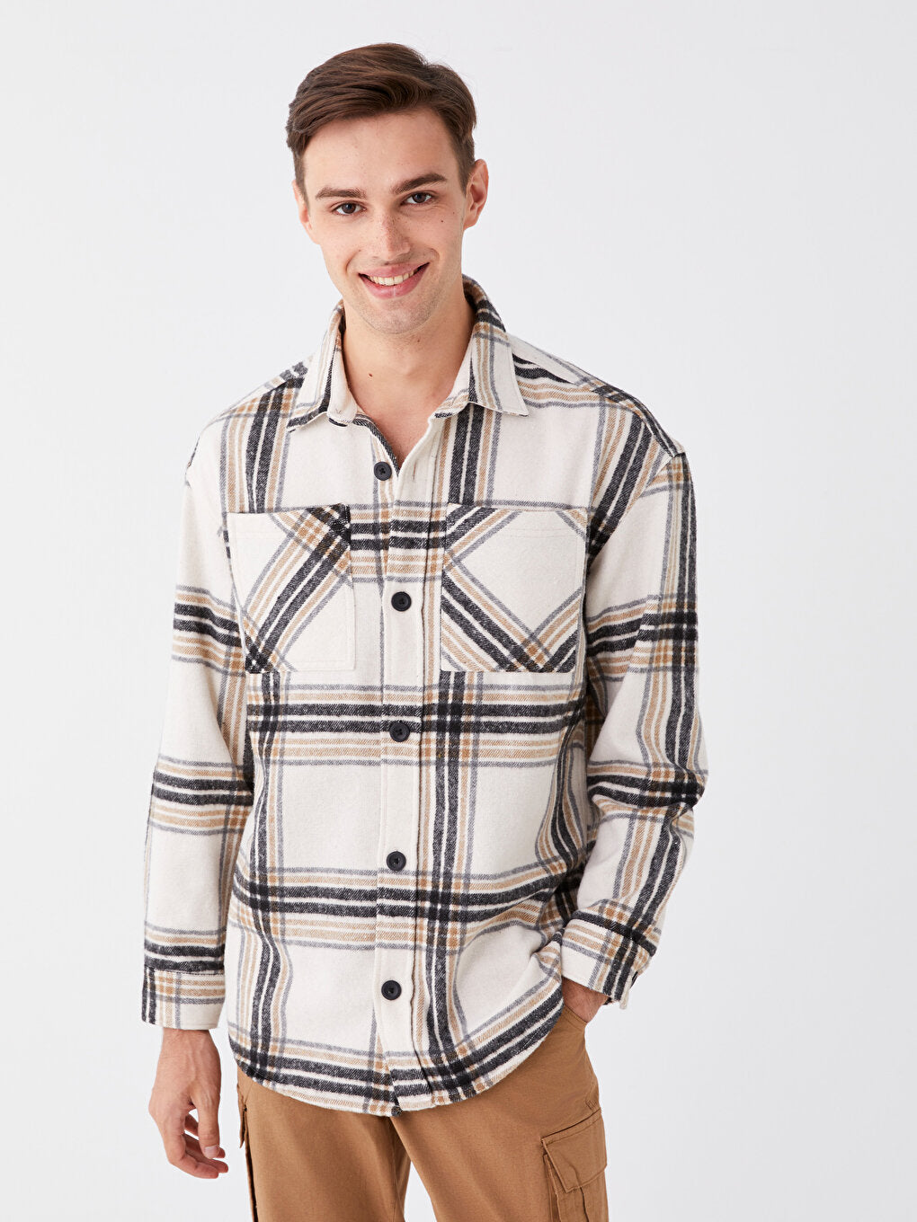 Comfortable Fit Long Sleeve Plaid Men's Lumberjack Shirt Jacket