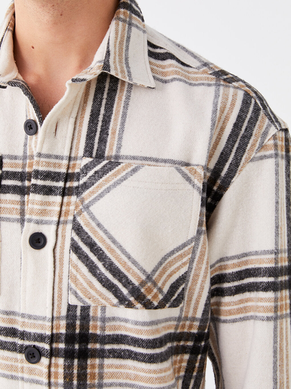 Comfortable Fit Long Sleeve Plaid Men's Lumberjack Shirt Jacket