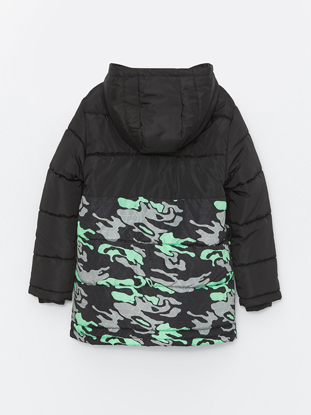 Hooded Camouflage Patterned Boy's Coat