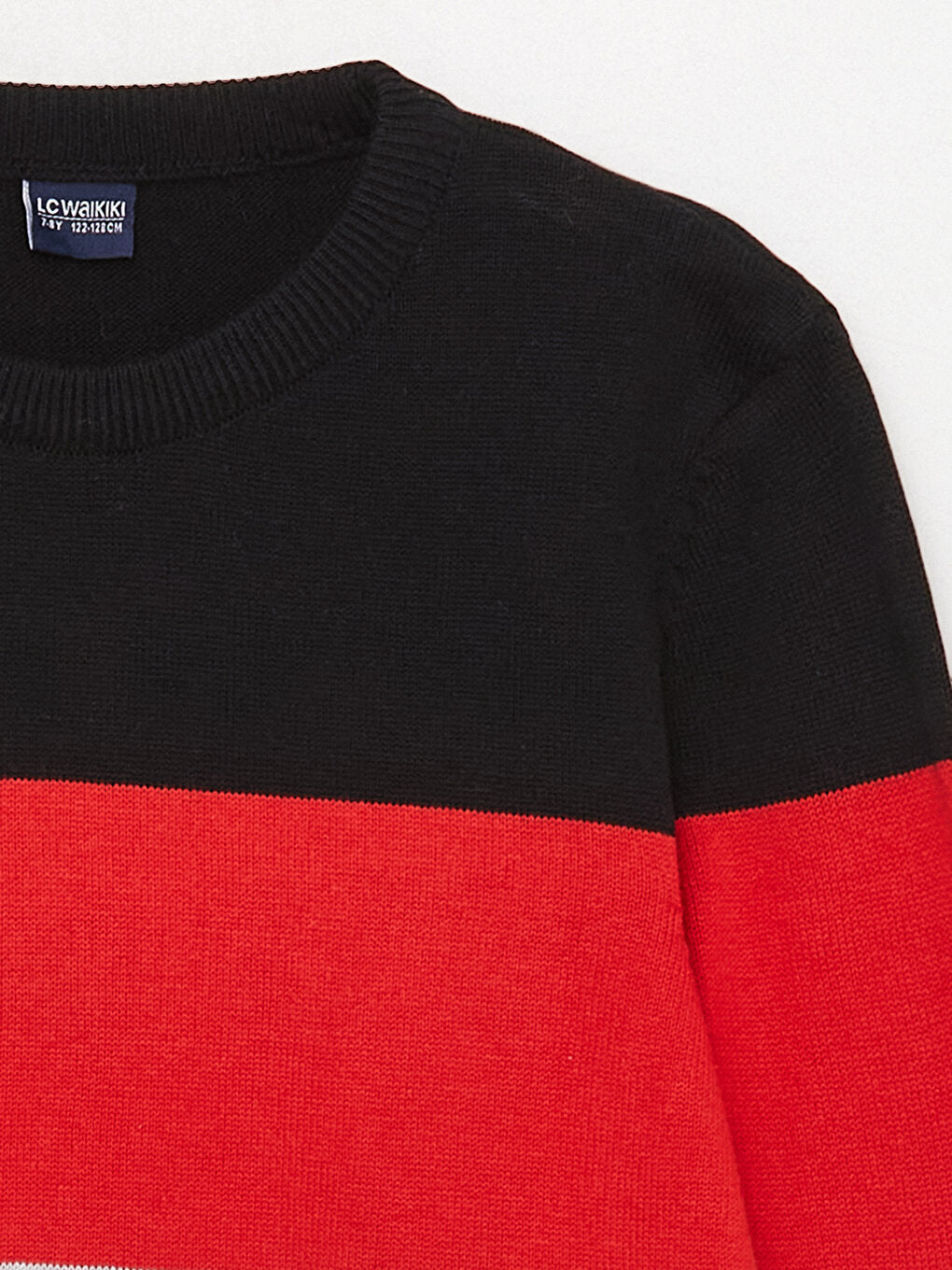 Crew Neck Color Block Long Sleeve Boy's Knitwear Sweater