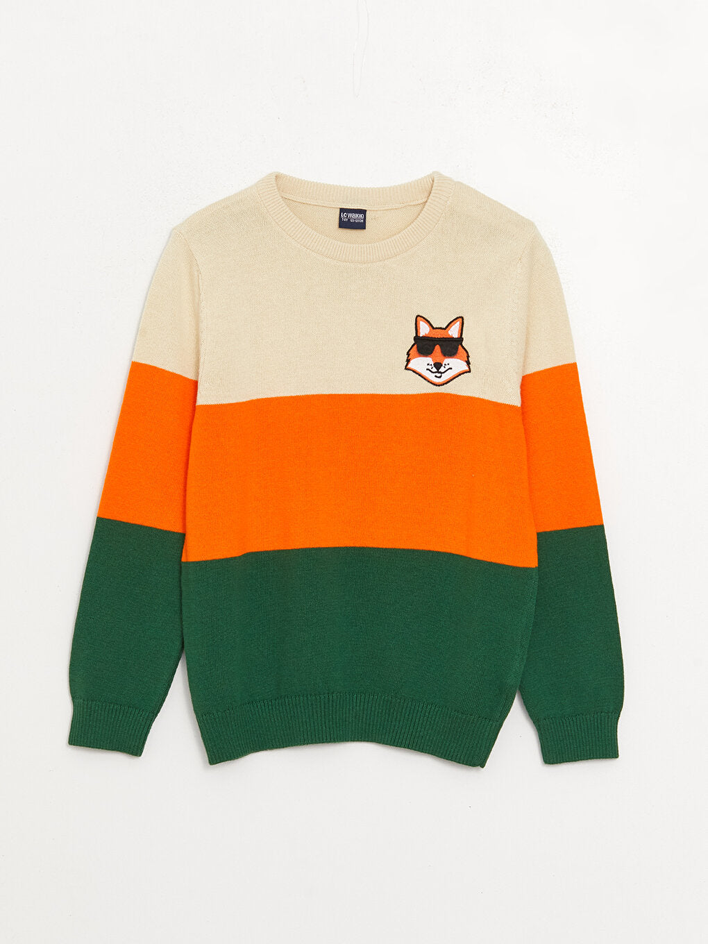 Crew Neck Color Block Long Sleeve Boy's Knitwear Sweater