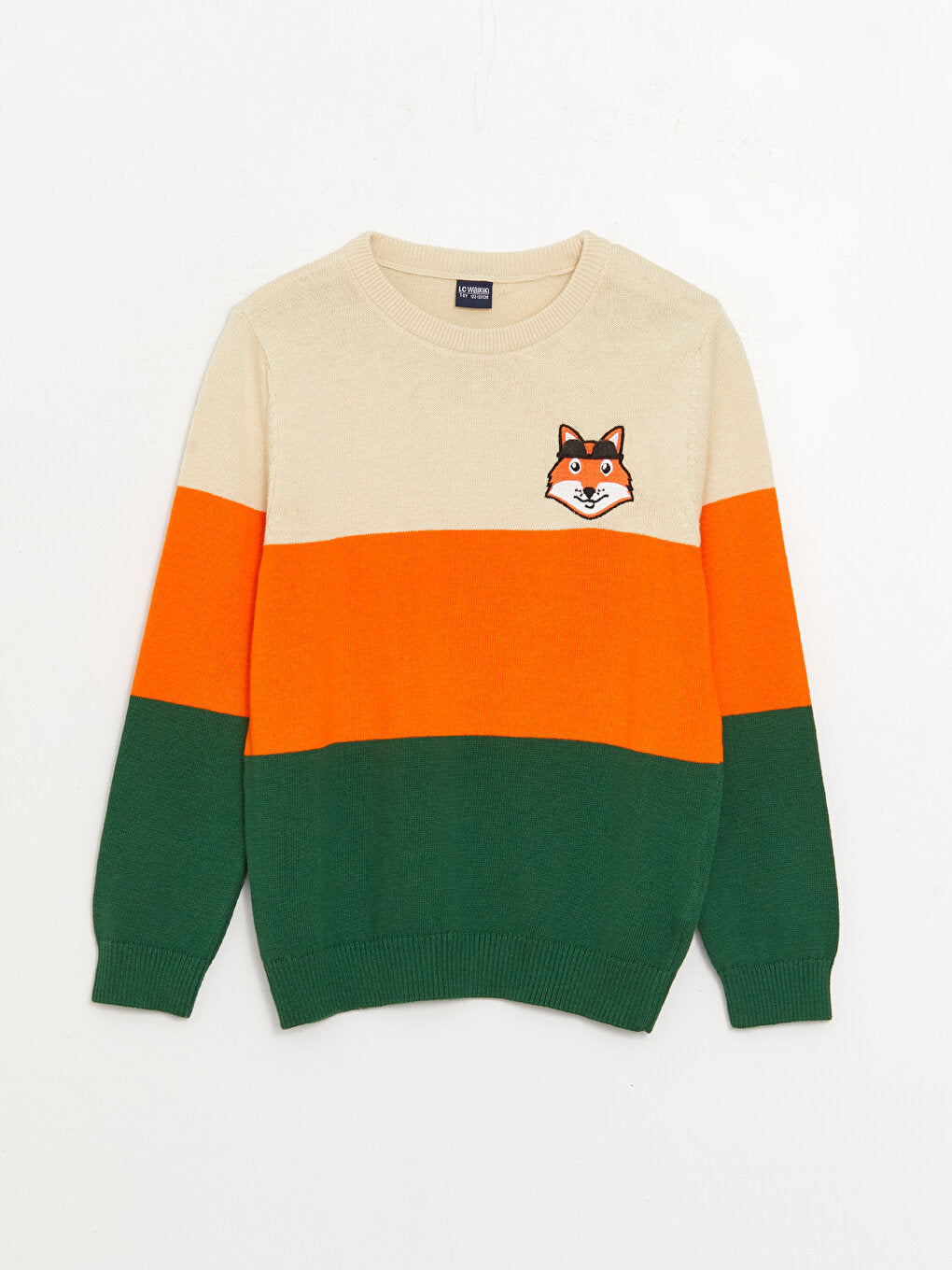 Crew Neck Color Block Long Sleeve Boy's Knitwear Sweater