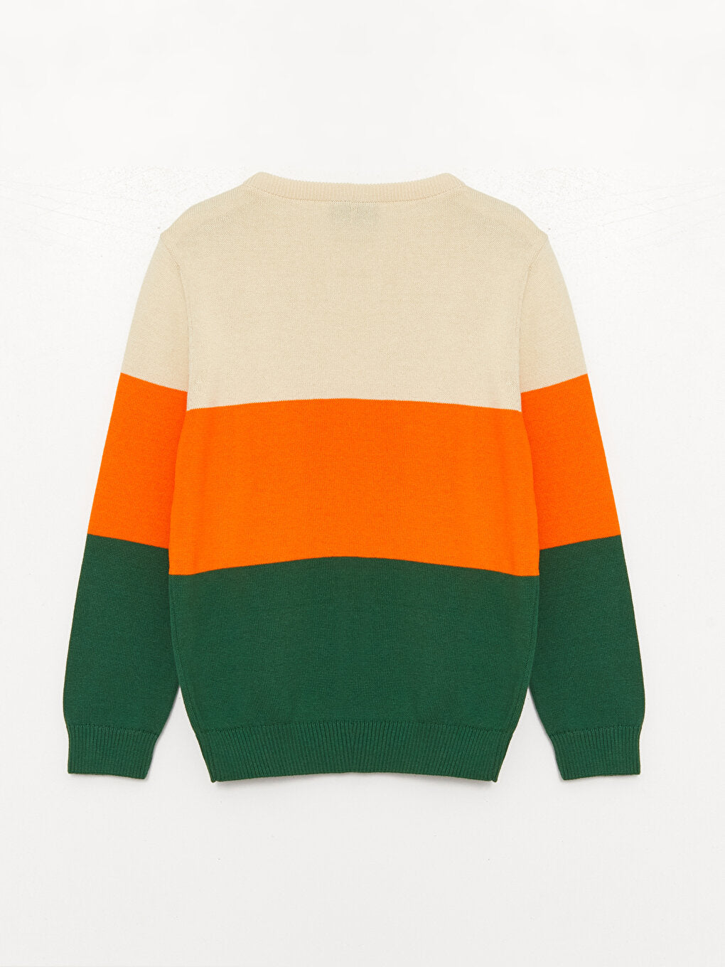 Crew Neck Color Block Long Sleeve Boy's Knitwear Sweater