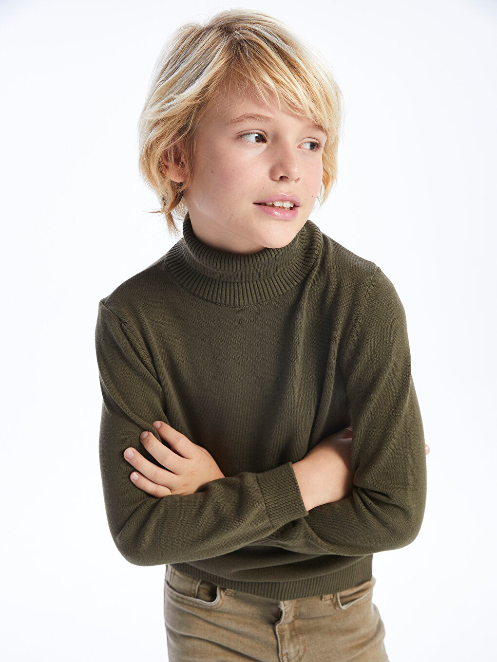 Turtleneck Basic Long Sleeve Boy's Knitwear Sweater