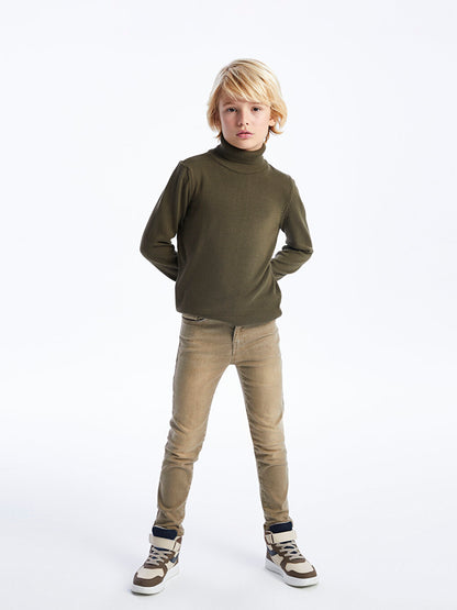 Turtleneck Basic Long Sleeve Boy's Knitwear Sweater