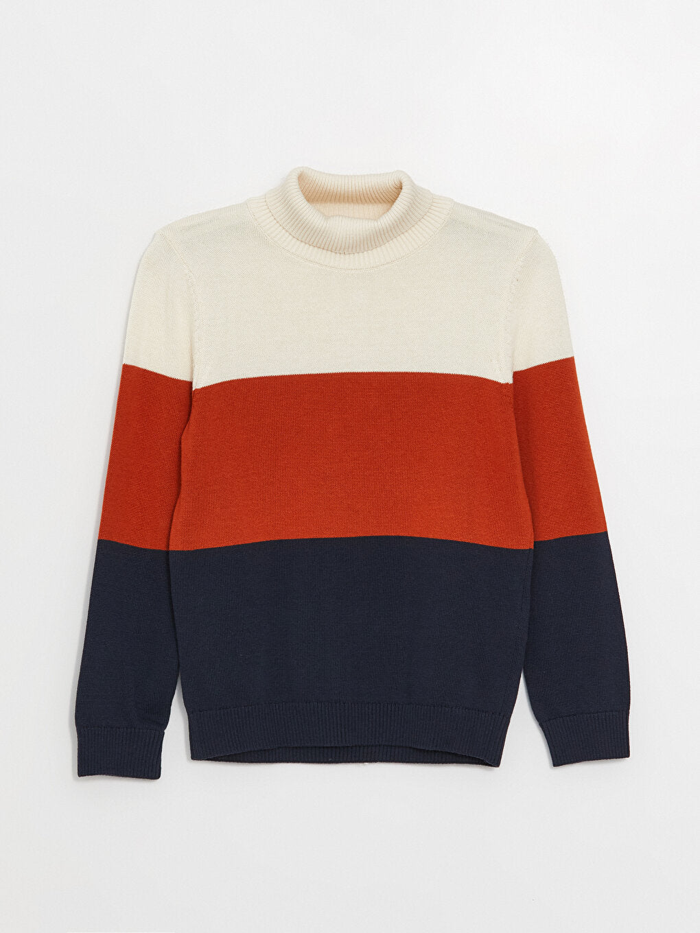 Turtleneck Color Block Long Sleeve Boy's Knitwear Sweater