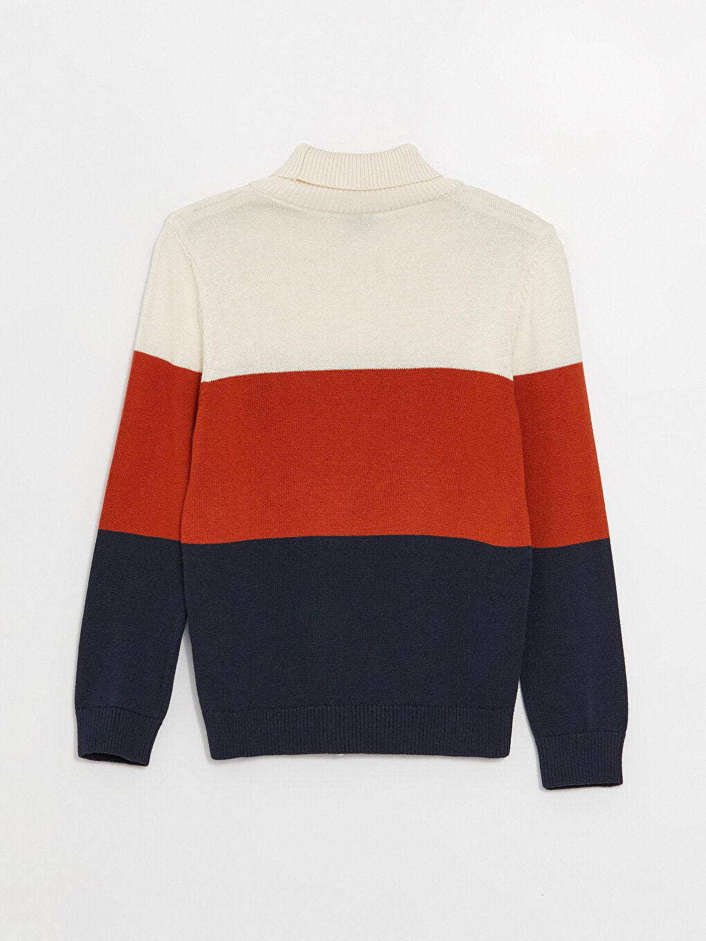 Turtleneck Color Block Long Sleeve Boy's Knitwear Sweater