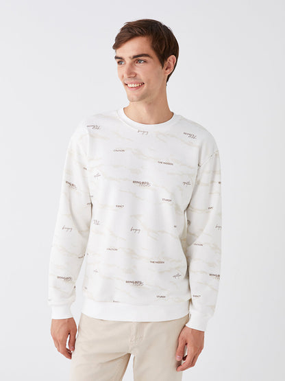 Crew Neck Long Sleeve Printed Men's Sweatshirt