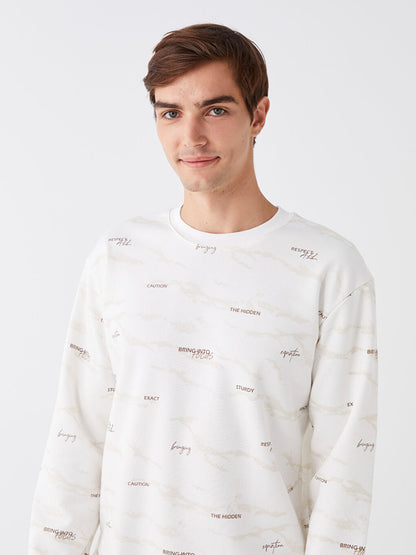 Crew Neck Long Sleeve Printed Men's Sweatshirt