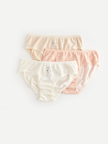 Printed Cotton Girl's Panties 3-Piece