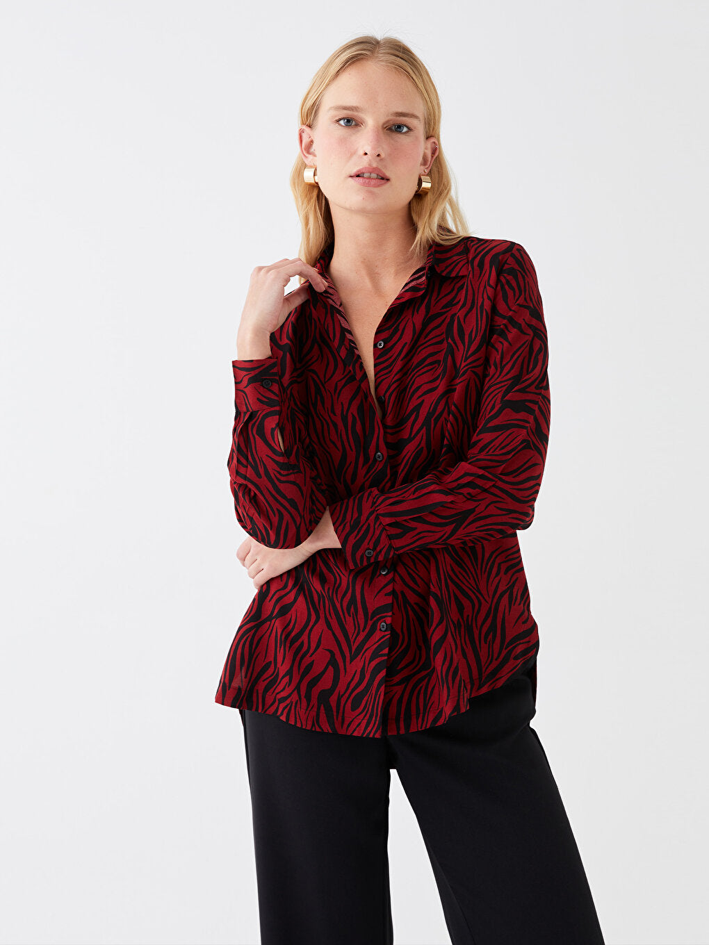 Patterned Long Sleeve Women's Shirt