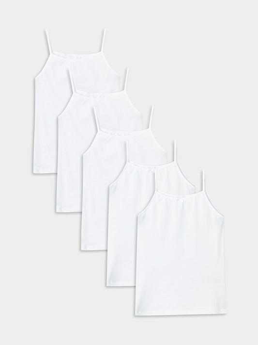 Square Neck Basic Strappy Girl's Undershirt 5-pack