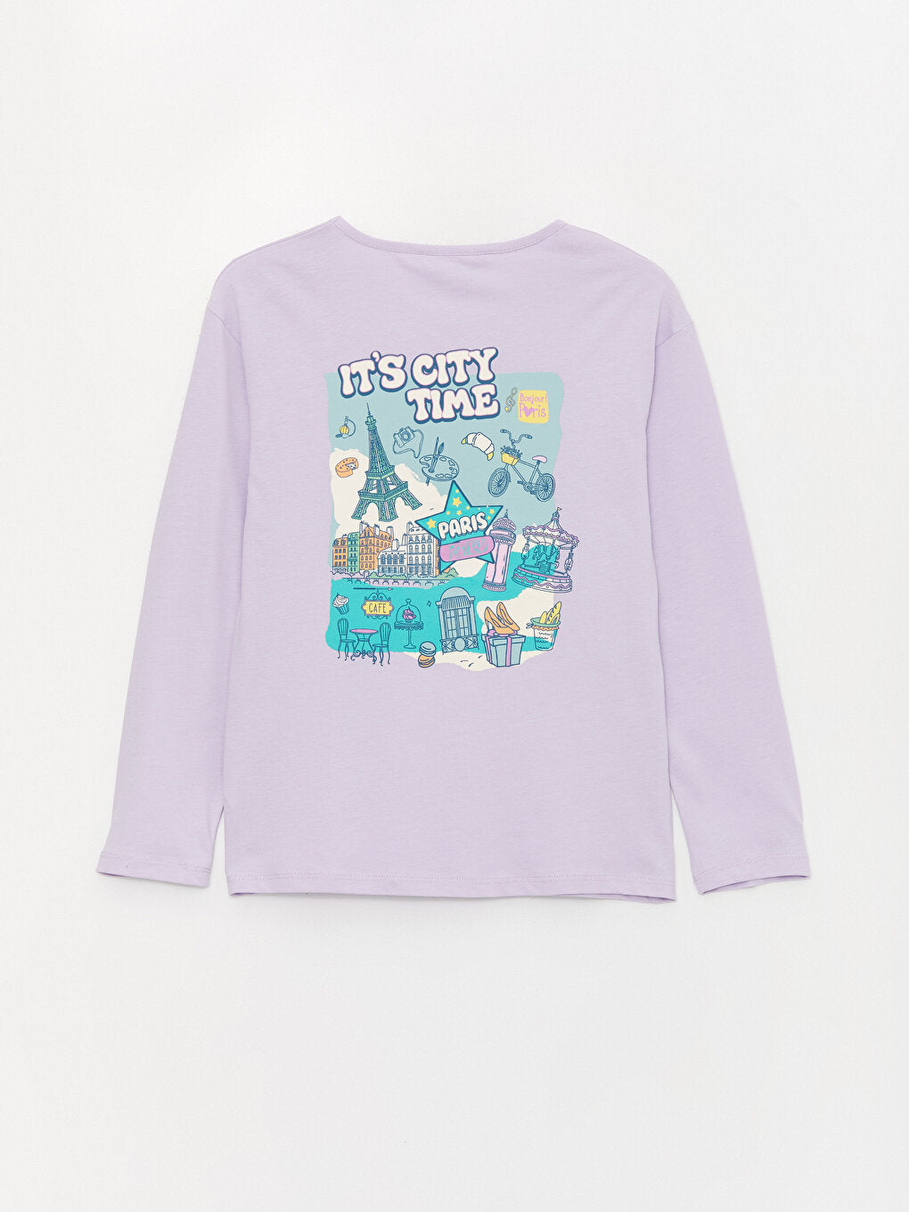 Crew Neck Printed Long Sleeve Girls' T-Shirt