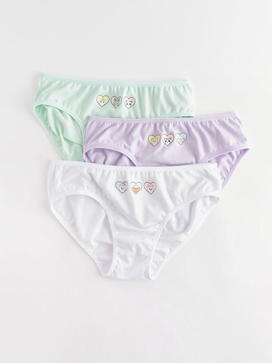 Printed Cotton Girl's Panties 3-Piece