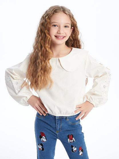 Baby Collar Embroidered Long Sleeve Girl's Blouse