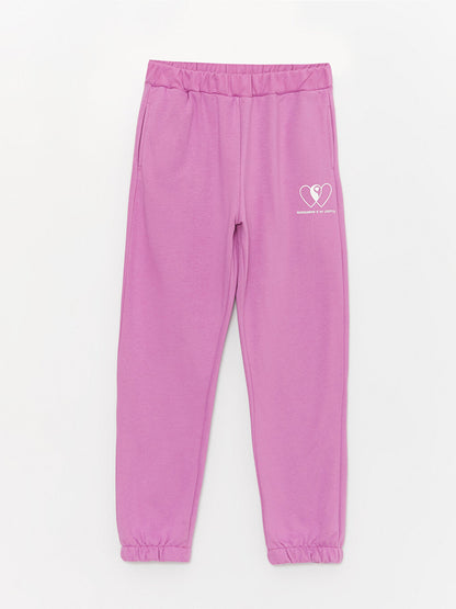 Printed Girls Jogger Sweatpants with Elastic Waist