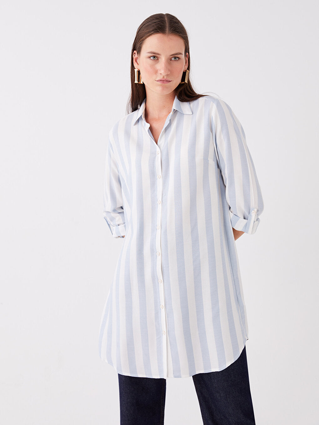 Striped Long Sleeve Women's Shirt Tunic