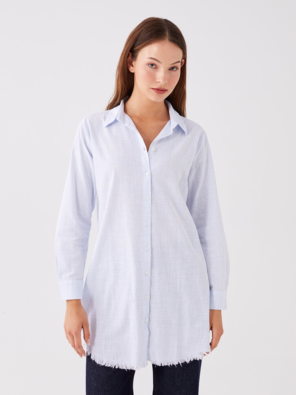 Plain Long Sleeve Women's Shirt Tunic