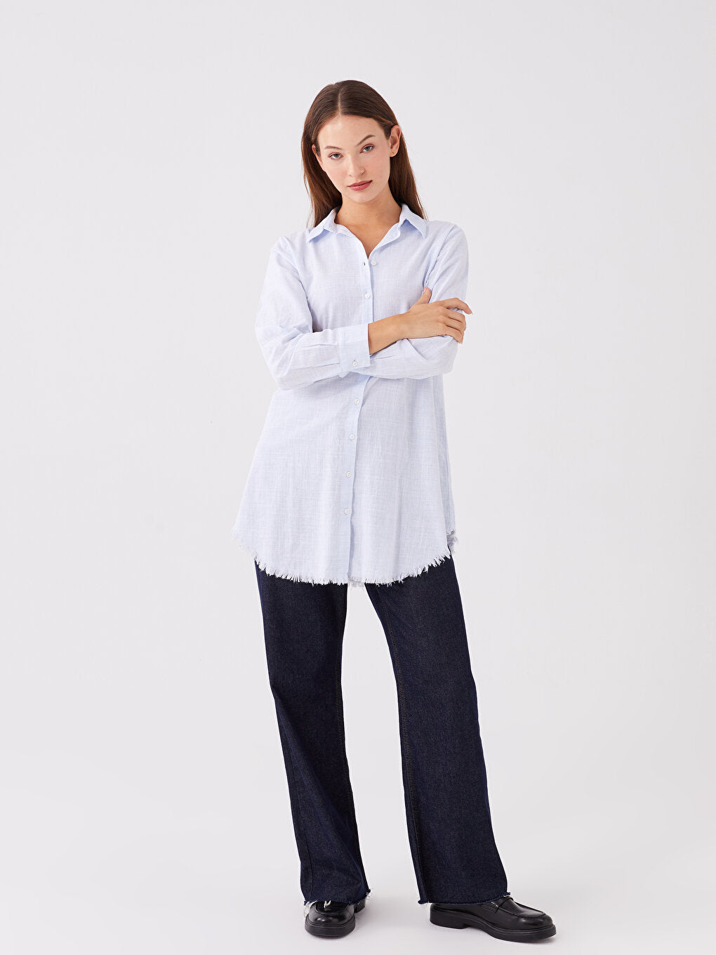 Plain Long Sleeve Women's Shirt Tunic