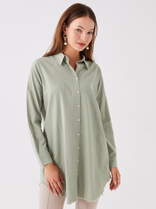 Plain Long Sleeve Women's Shirt Tunic