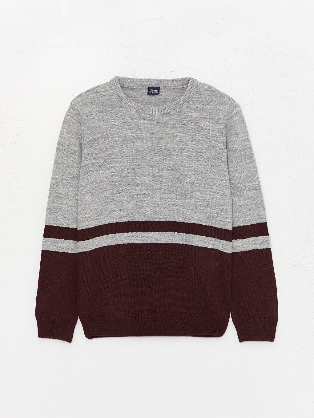 Crew Neck Color Block Long Sleeve Boy's Knitwear Sweater