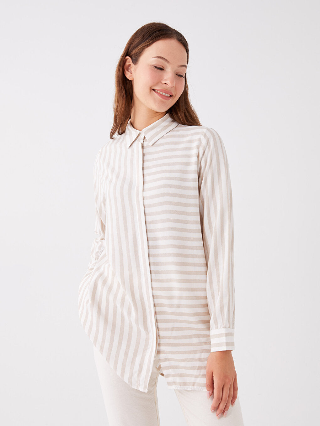 Striped Long Sleeve Women's Shirt Tunic