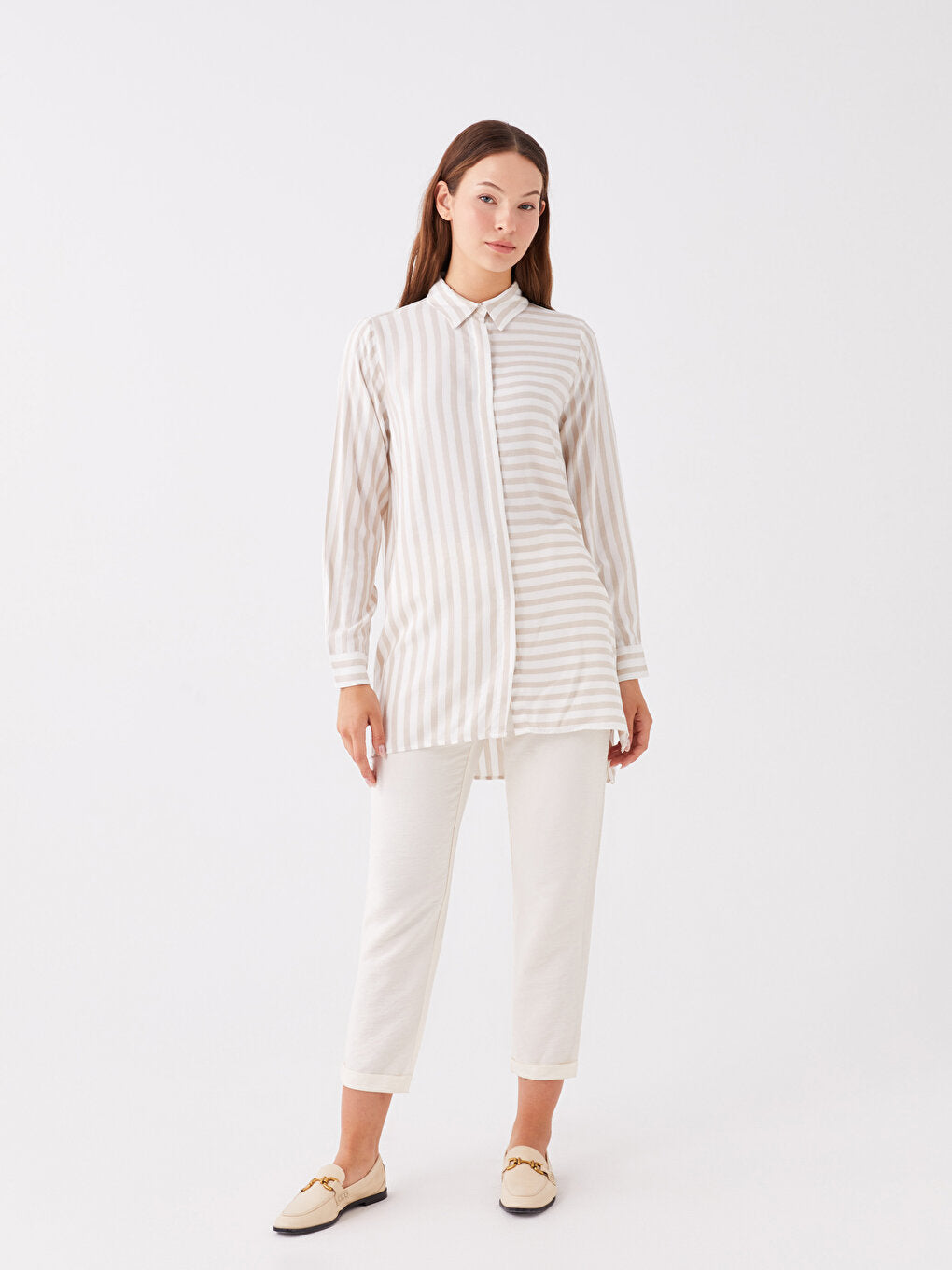 Striped Long Sleeve Women's Shirt Tunic