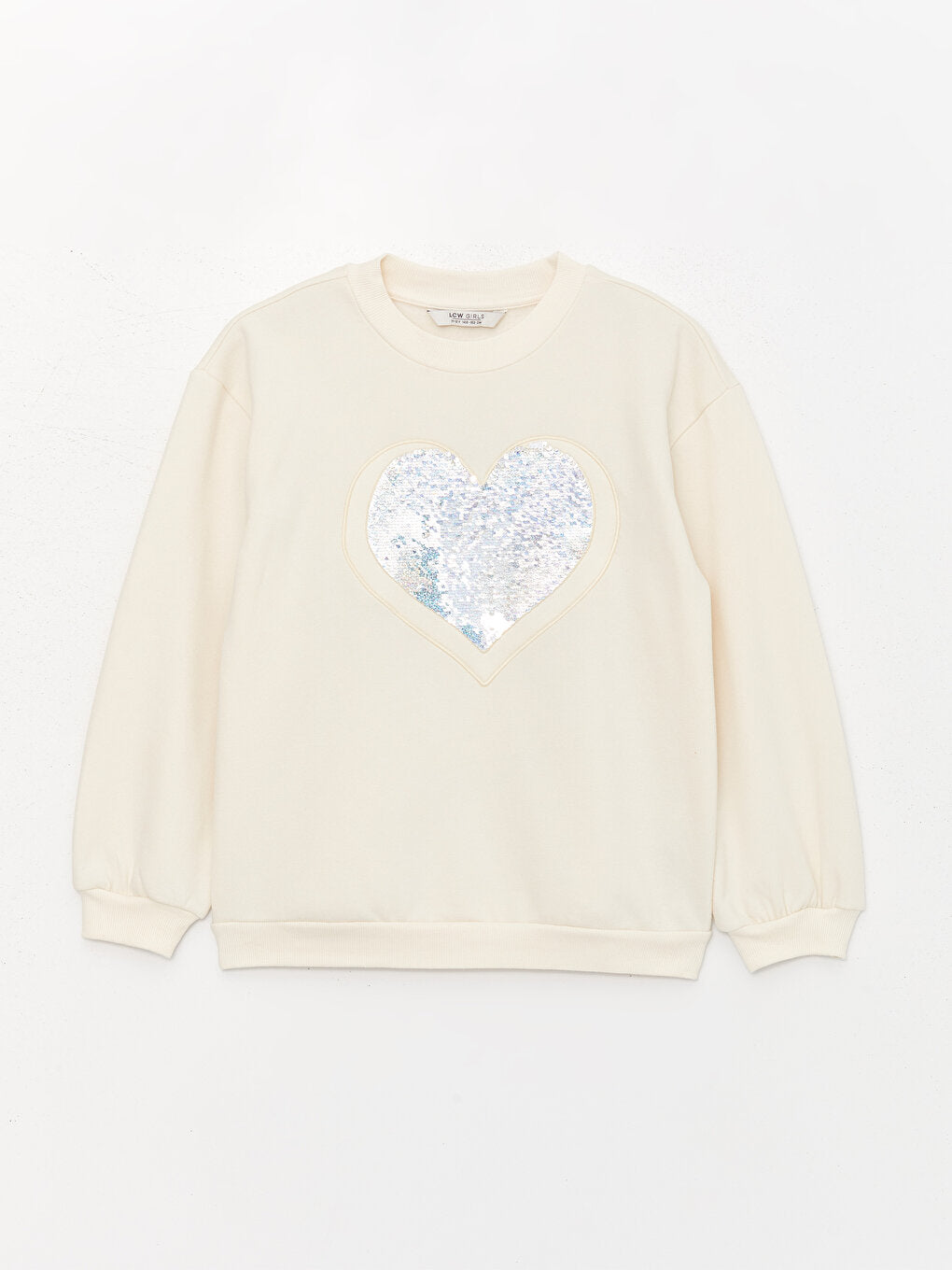 Crew Neck Sequin Embroidered Long Sleeve Girl's Sweatshirt