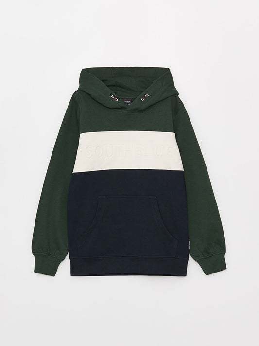 Color Blocked Long Sleeve Boys Hoodie