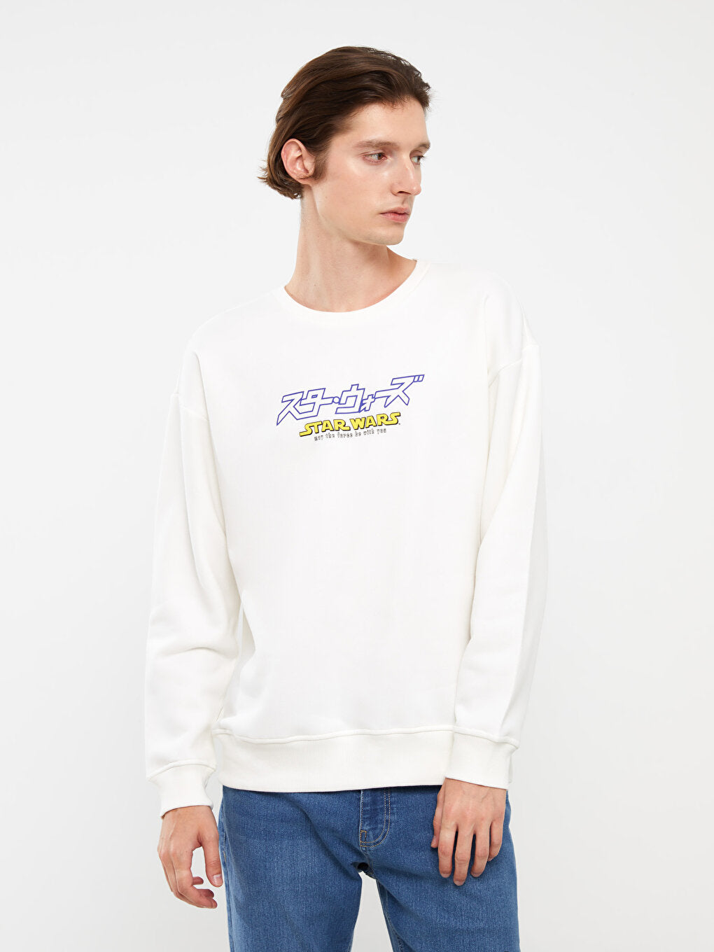 Crew Neck Long Sleeve Printed Men's Sweatshirt