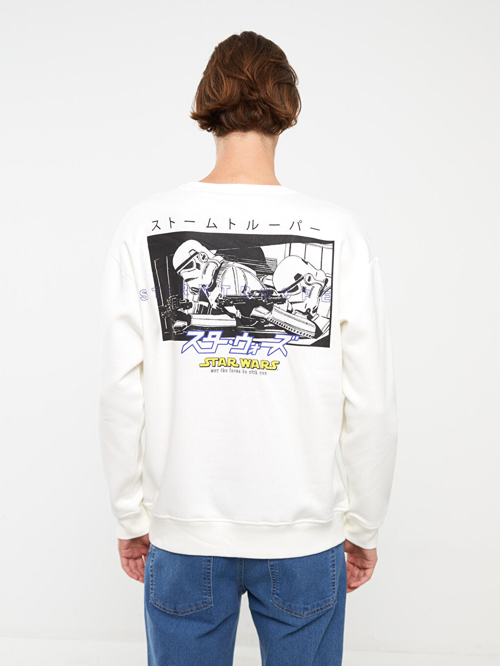 Crew Neck Long Sleeve Printed Men's Sweatshirt