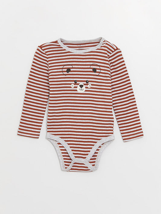 Crew Neck Long Sleeve Printed Baby Boy Snap Bodysuit