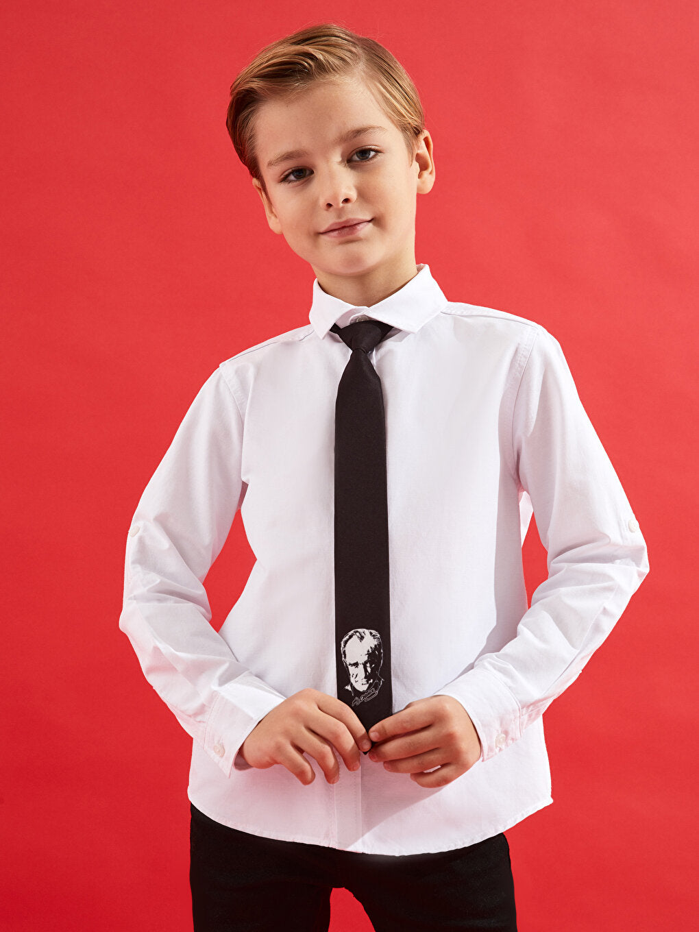 Basic Long Sleeve Boys' Shirt and Tie