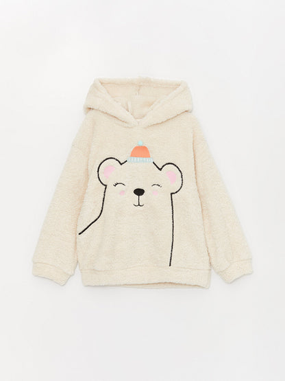 Embroidered Long Sleeve Plush Girl's Hoodie