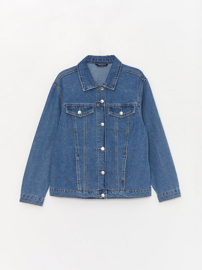 Shirt Collar Plain Long Sleeve Women's Jean Jacket