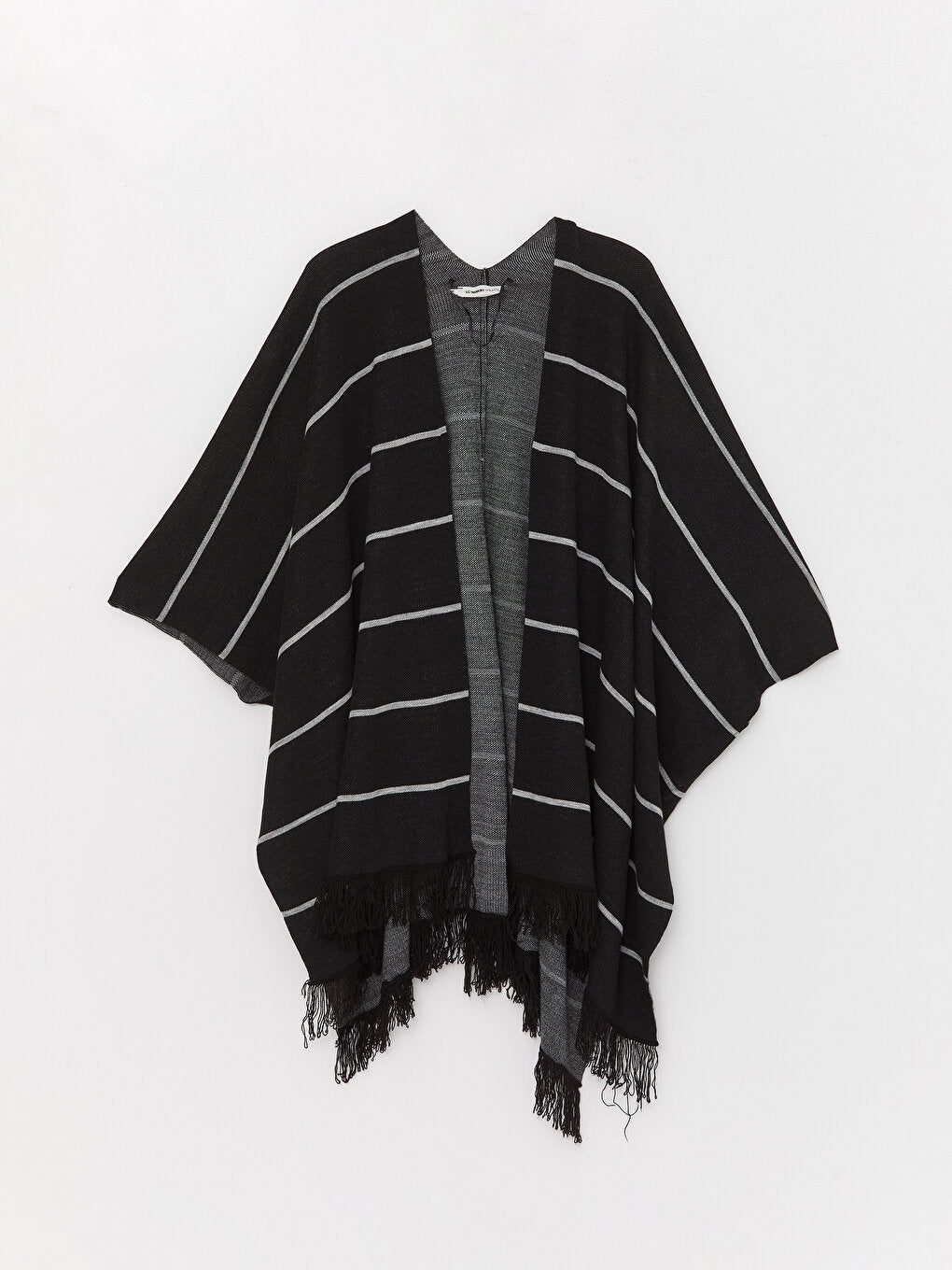 V-Neck Striped Short Sleeve Oversize Women's Poncho